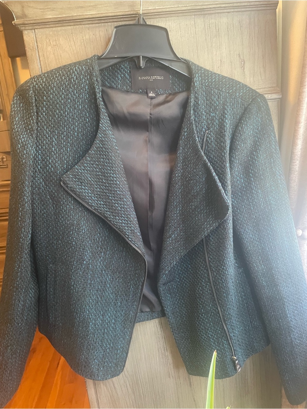 Banana Republic Teal Textured Cropped Blazer